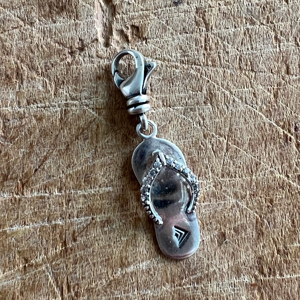 Silpada 925 Sterling Silver Flip Flop Charm With Cubic Zirconias 25$